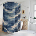 Navy Ocean Watercolor Shower Curtain