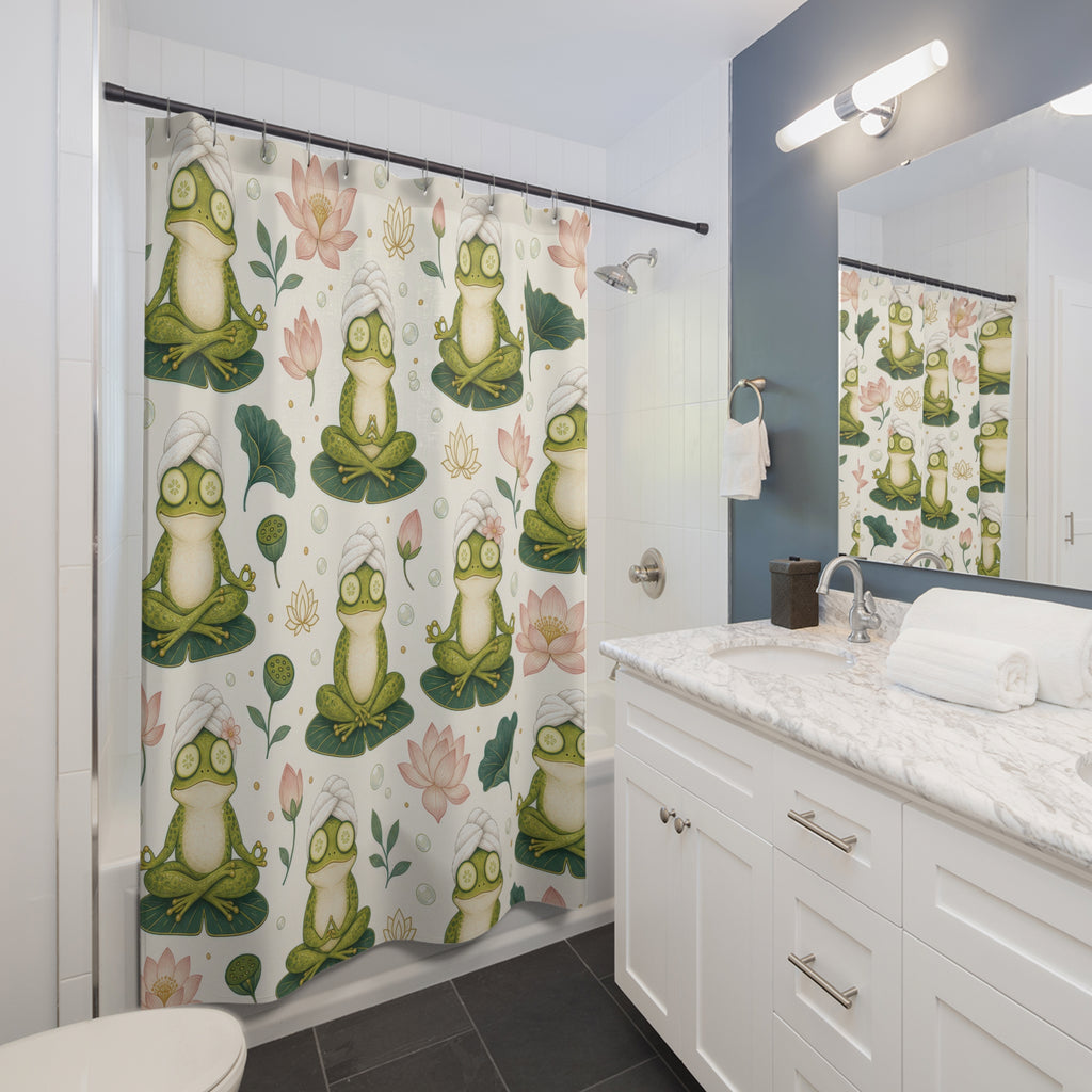 Frog Lily Pad Lotus Shower Curtain