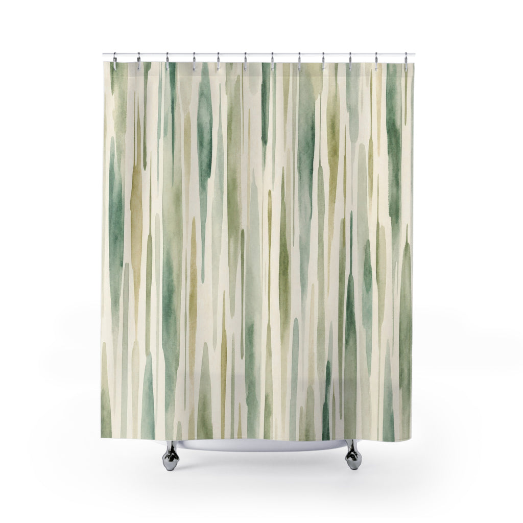 Jade Vertical Stroke Shower Curtain