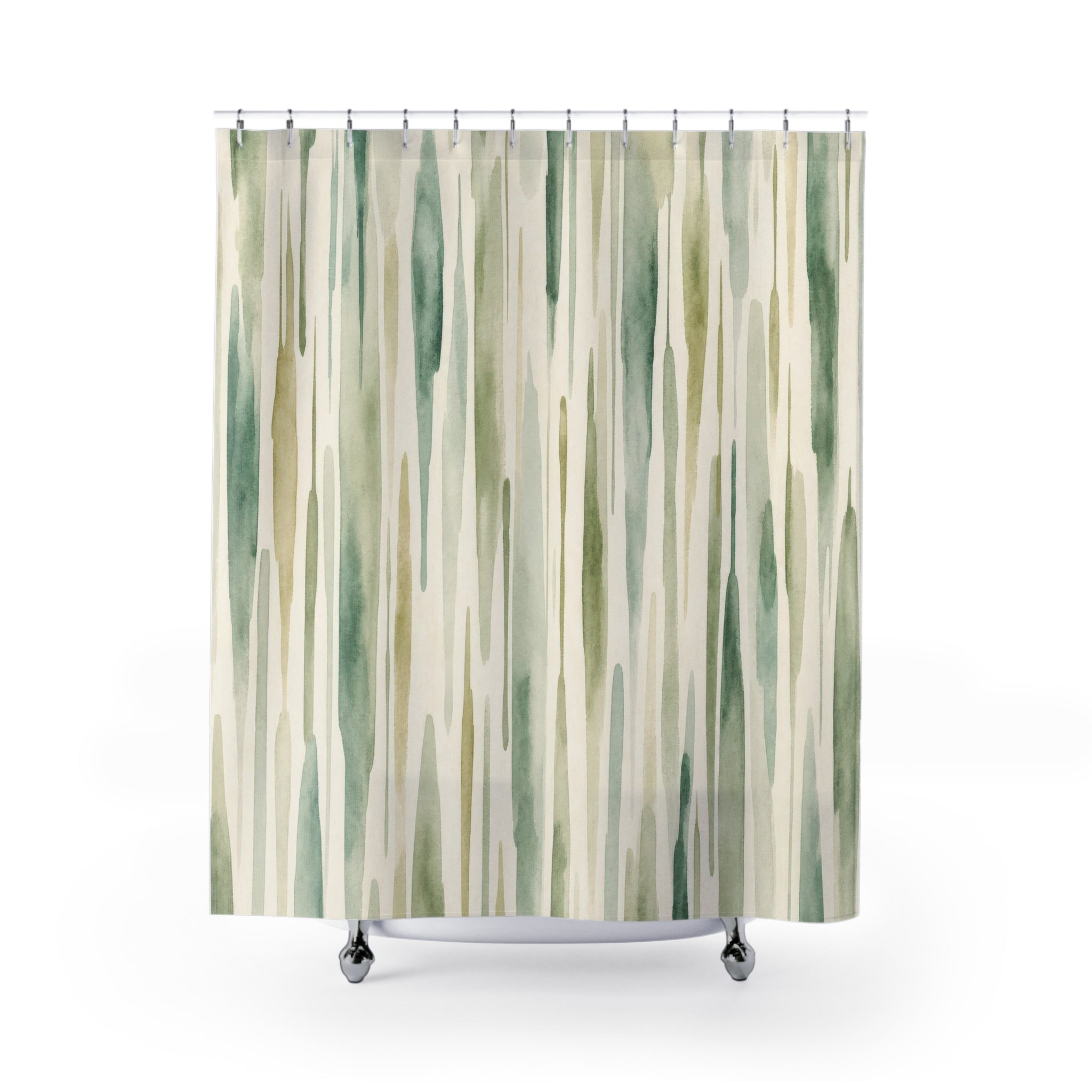 Jade Vertical Stroke Shower Curtain