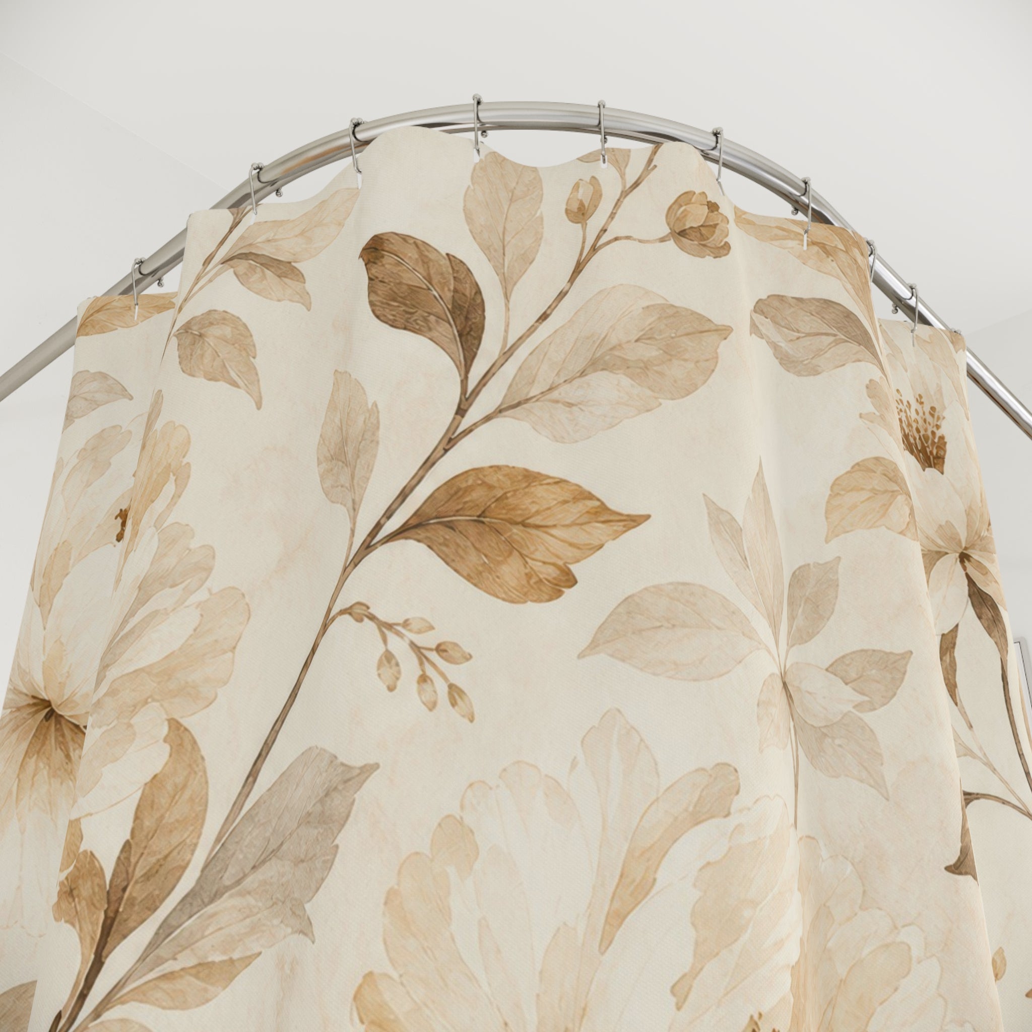 Cream Taupe Botanical Vine Shower Curtain