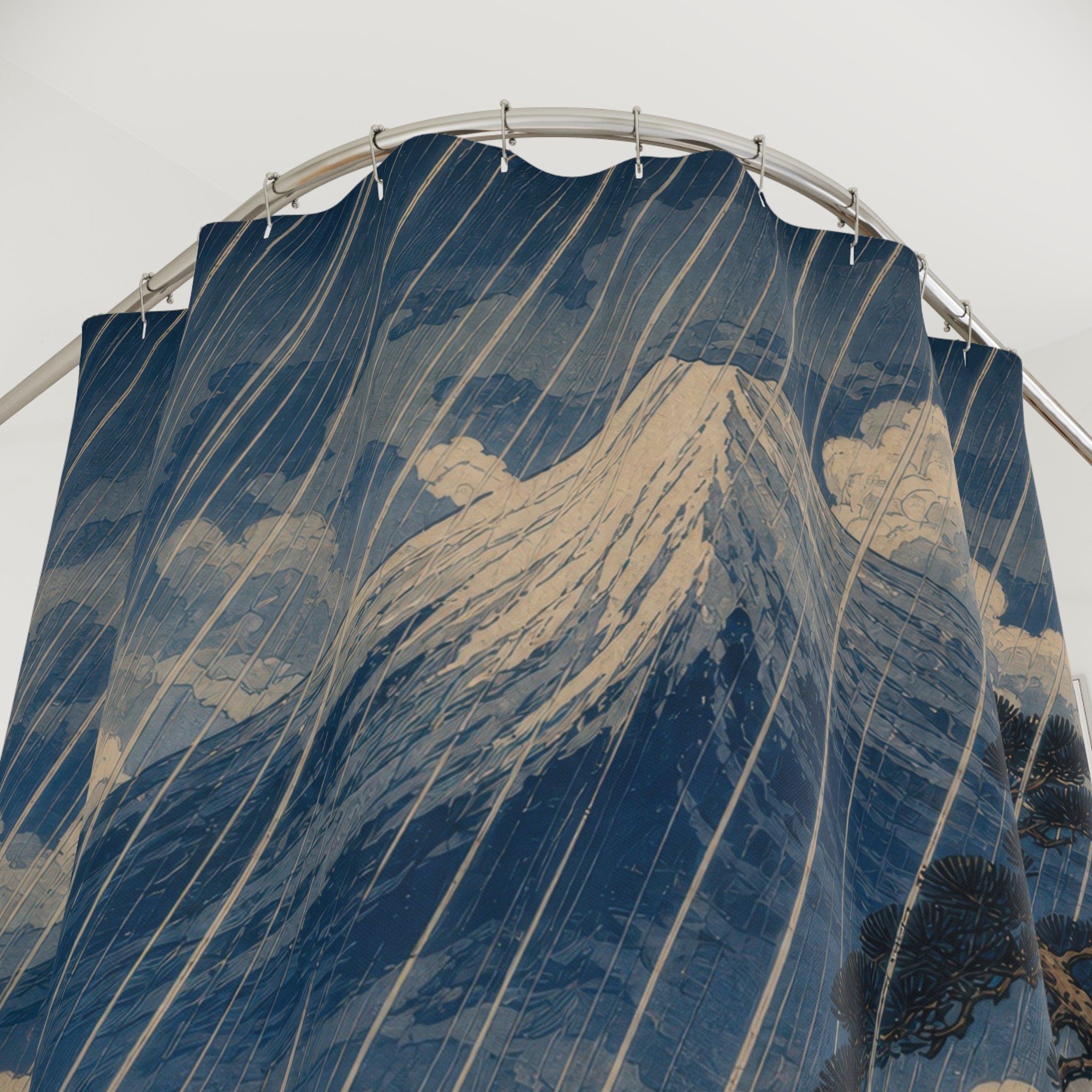 Torrential Rain Mountain Print Shower Curtain