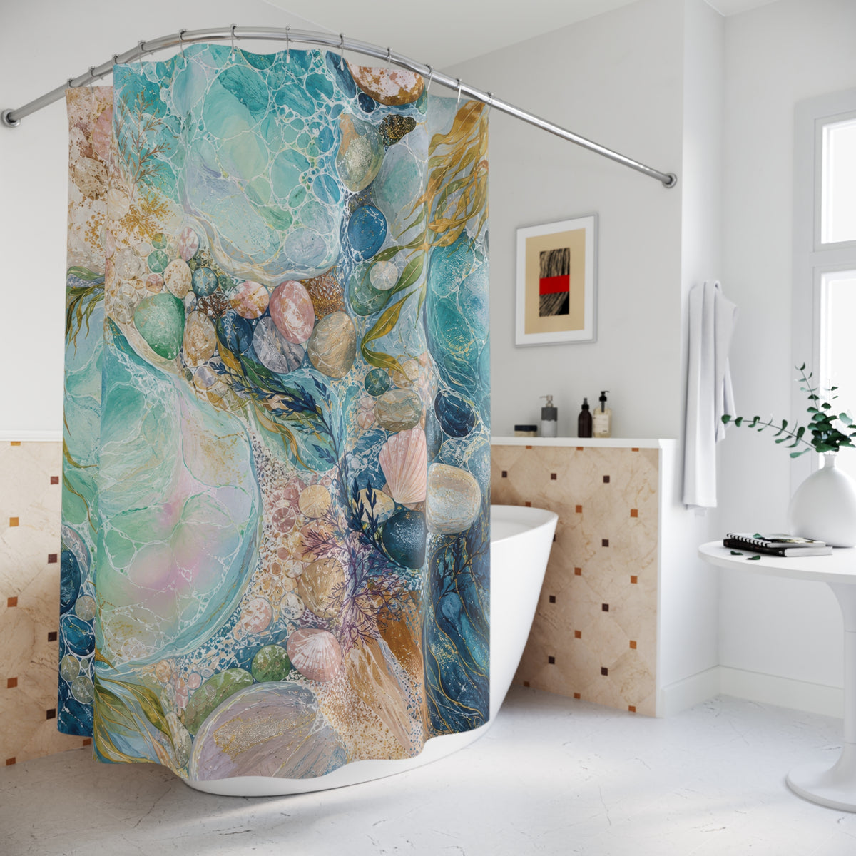 Opal Tide Pools Shower Curtain