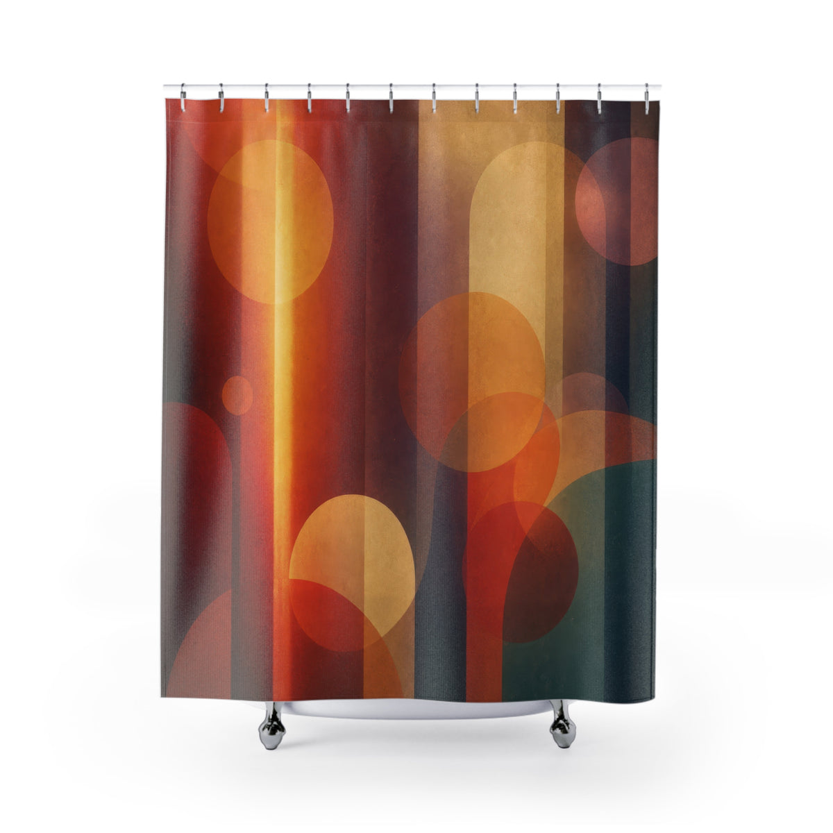 Retro Cinema Light Leak abstract shower curtain with full front view