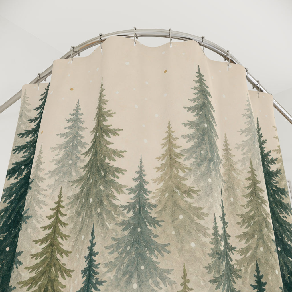 Evergreen Forest Christmas Shower Curtain