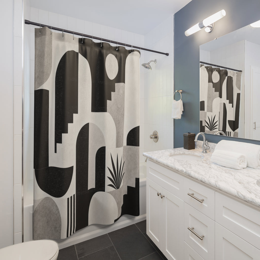 Black White Desert Shower Curtain