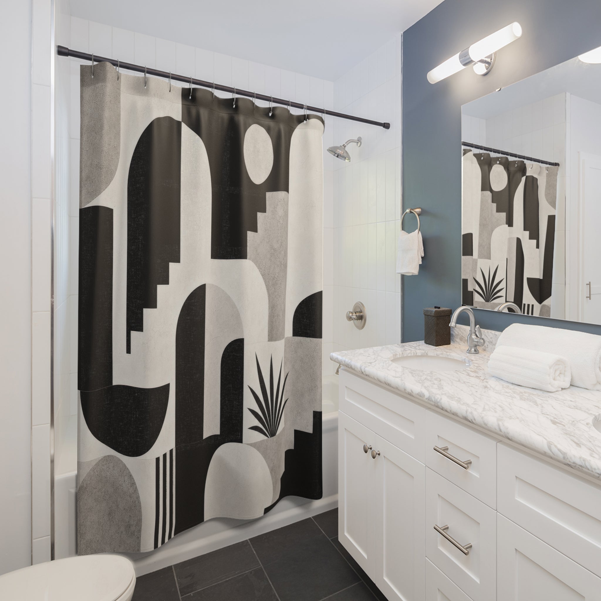 Black White Desert Shower Curtain