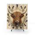 Golden Thistle Highland Cow Shower Curtain