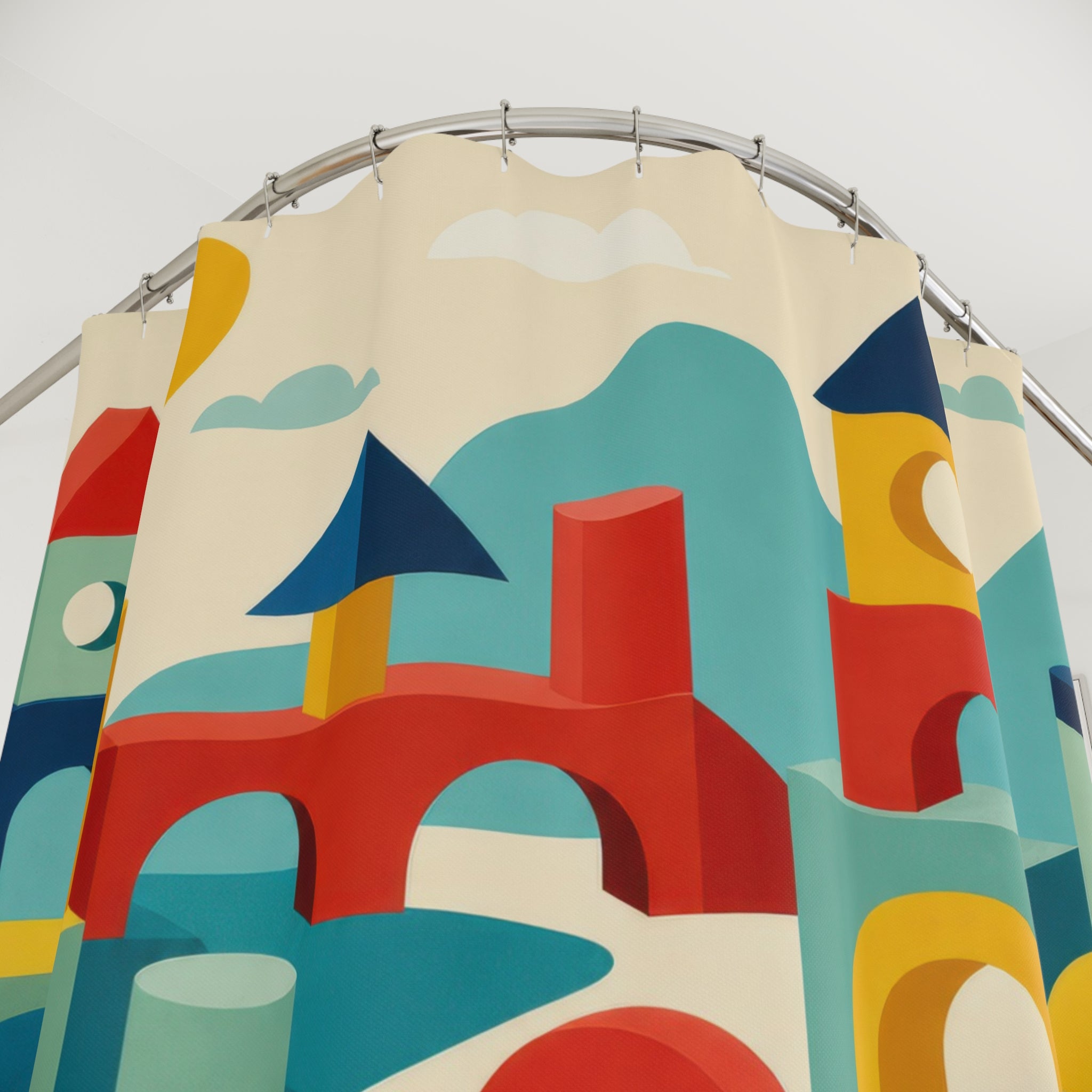 Geometric Building Block Shower Curtain
