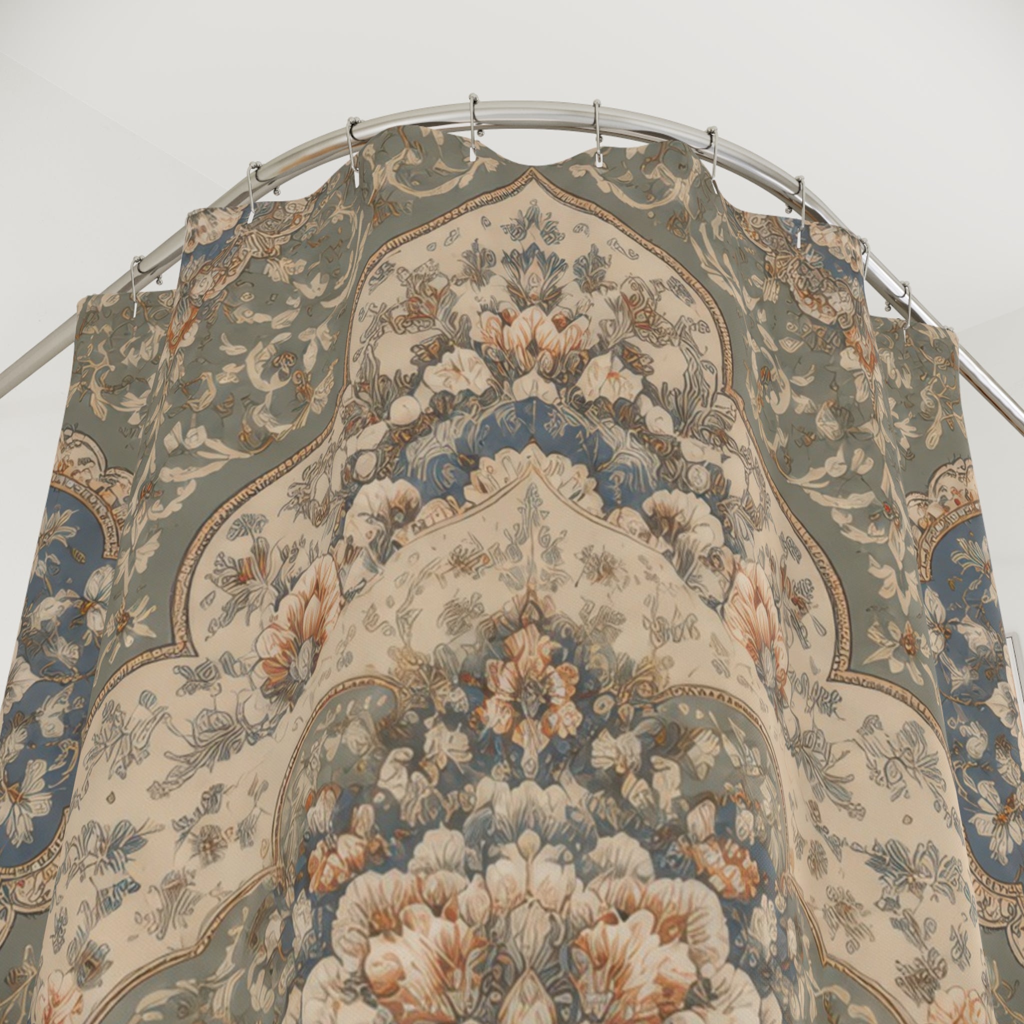 Boho Medallion Shower Curtain – Dusty Blue and Sage