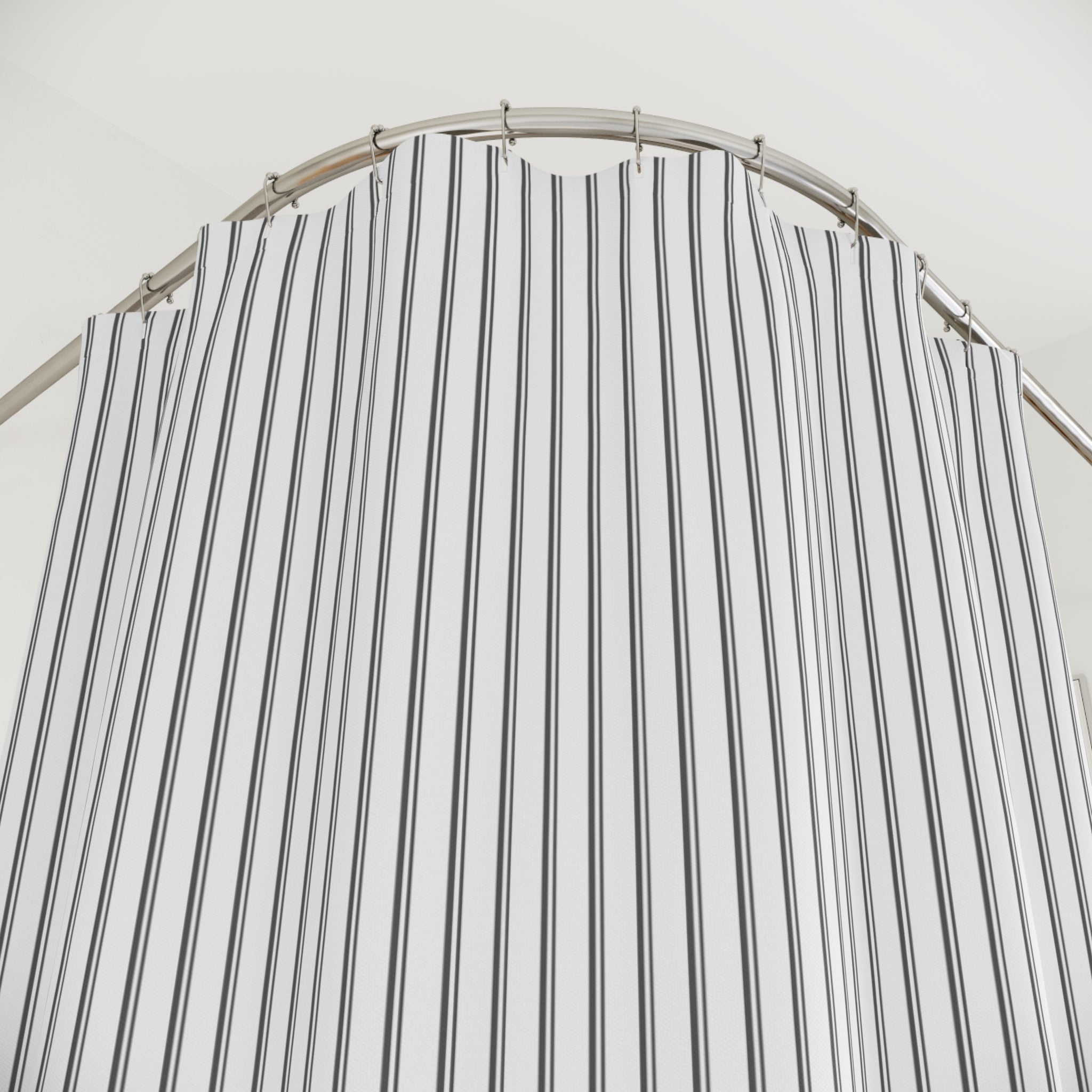 Grey Pinstripe Shower Curtain — Classic Ticking