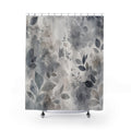 Dark Botanical Gray Floral Black Charcoal Shower Curtain