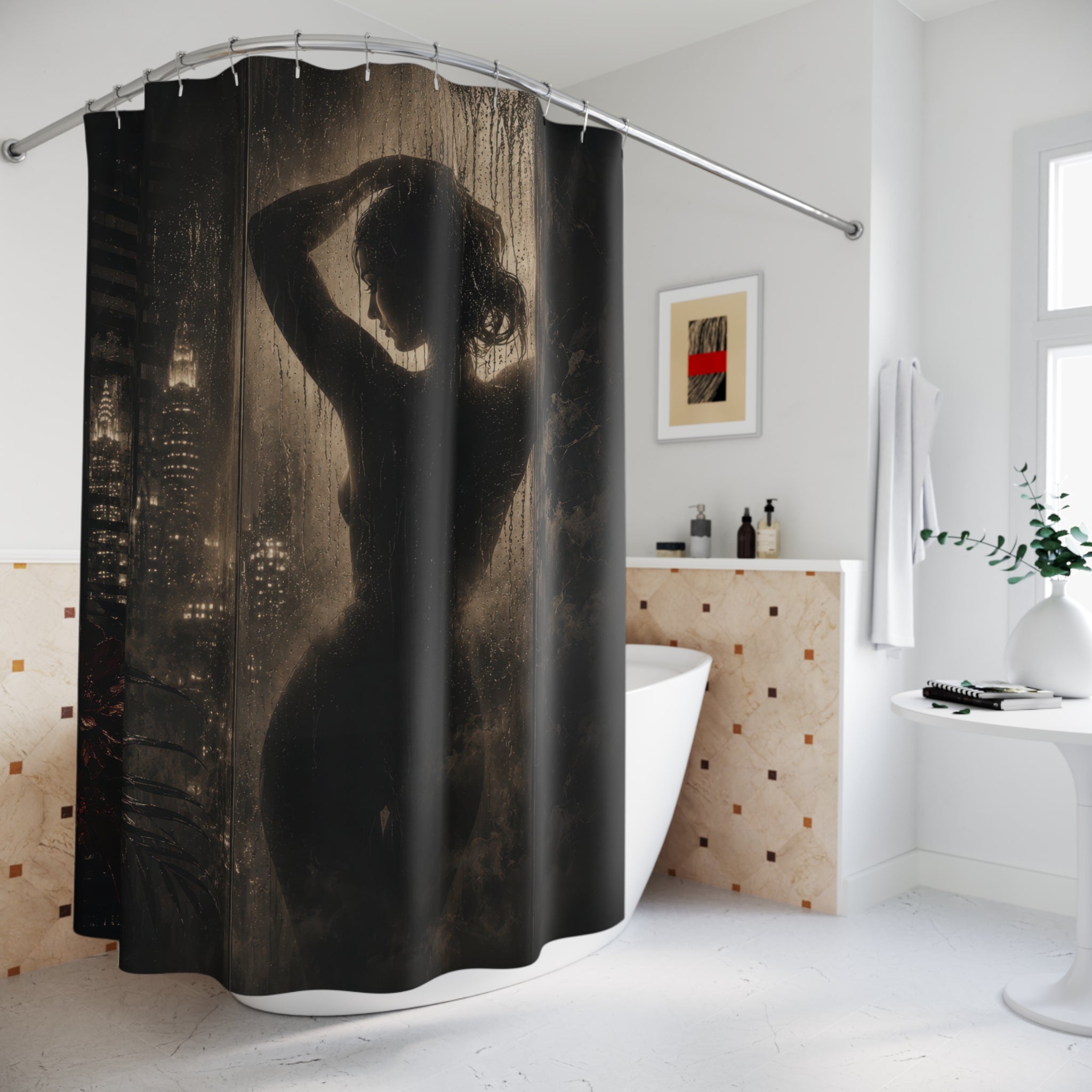 Noir Shower Curtain: Black Silhouette Shower