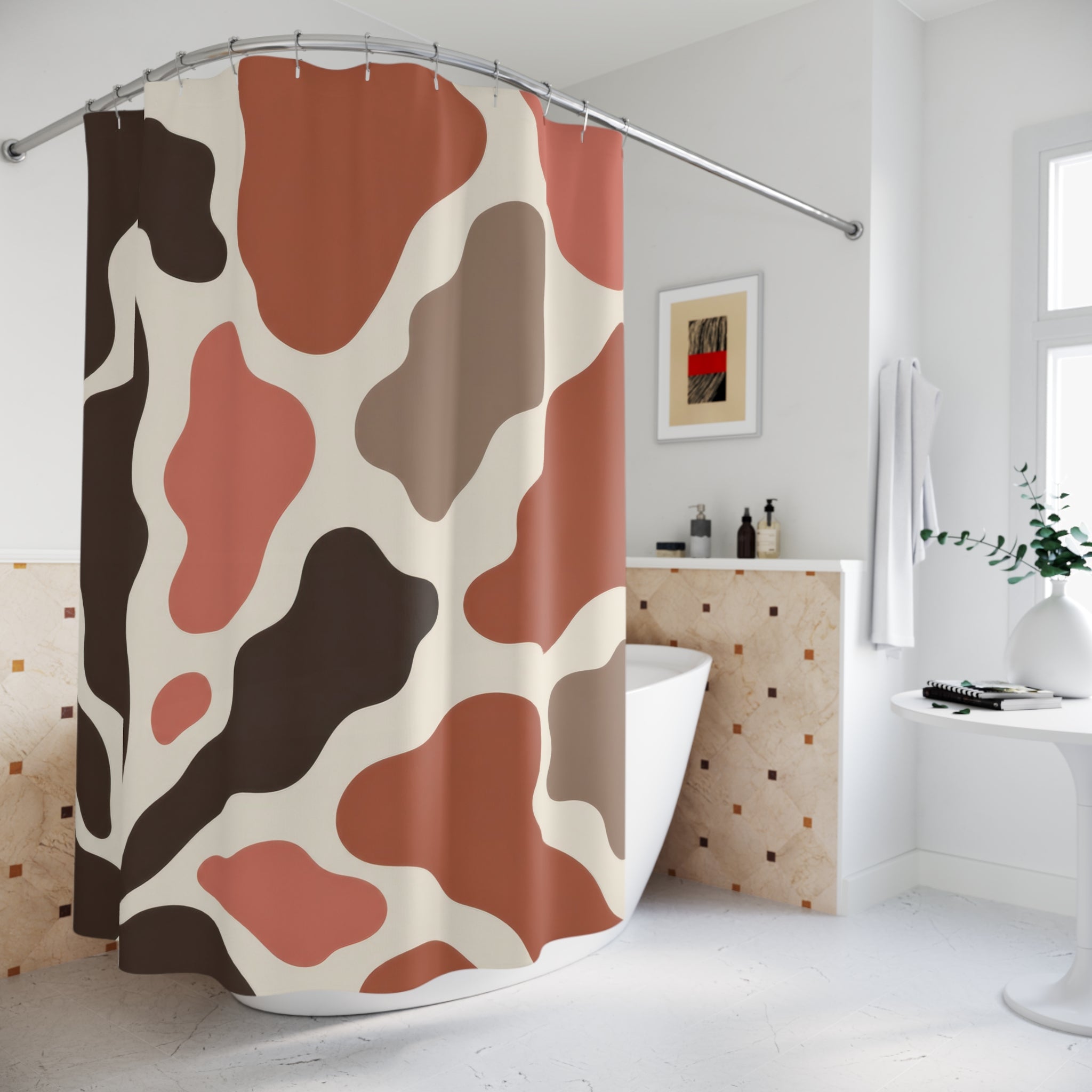 Terracotta & Cocoa Cowhide Shower Curtain