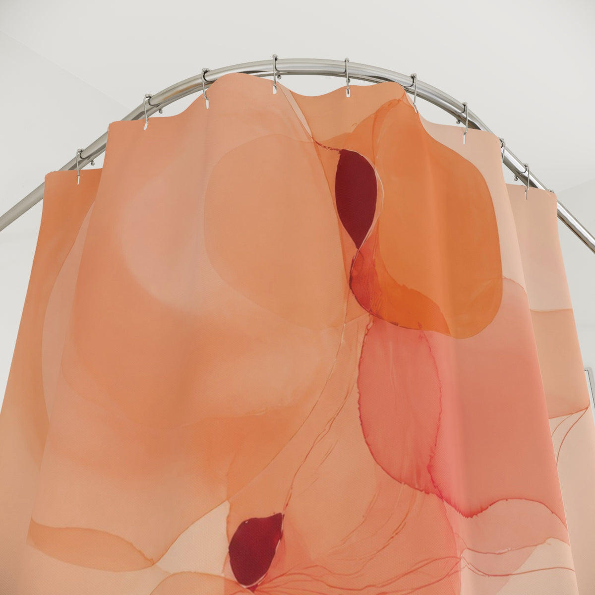 Peachy Watercolor Halo Shower Curtain