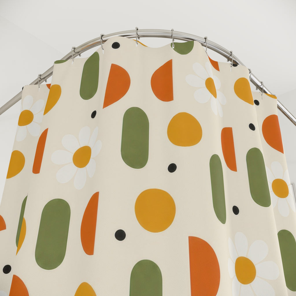 60s Daisy Retro Shower Curtain: 60s Daisy Shower Curtain