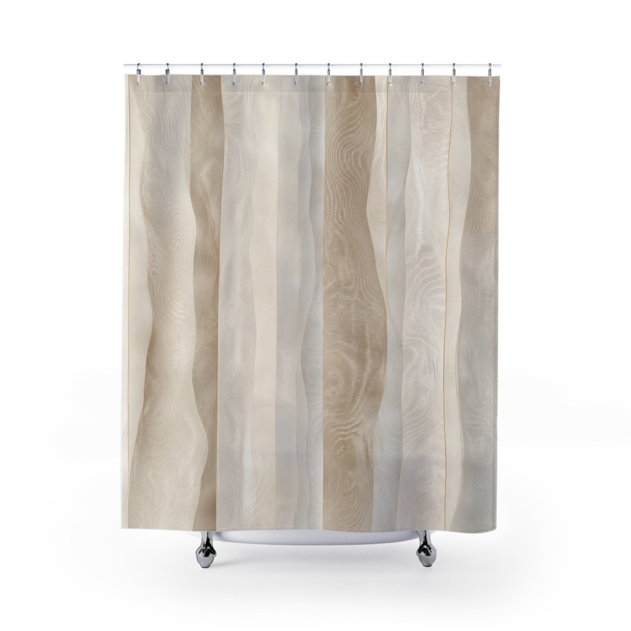 White Striped Shower Curtain