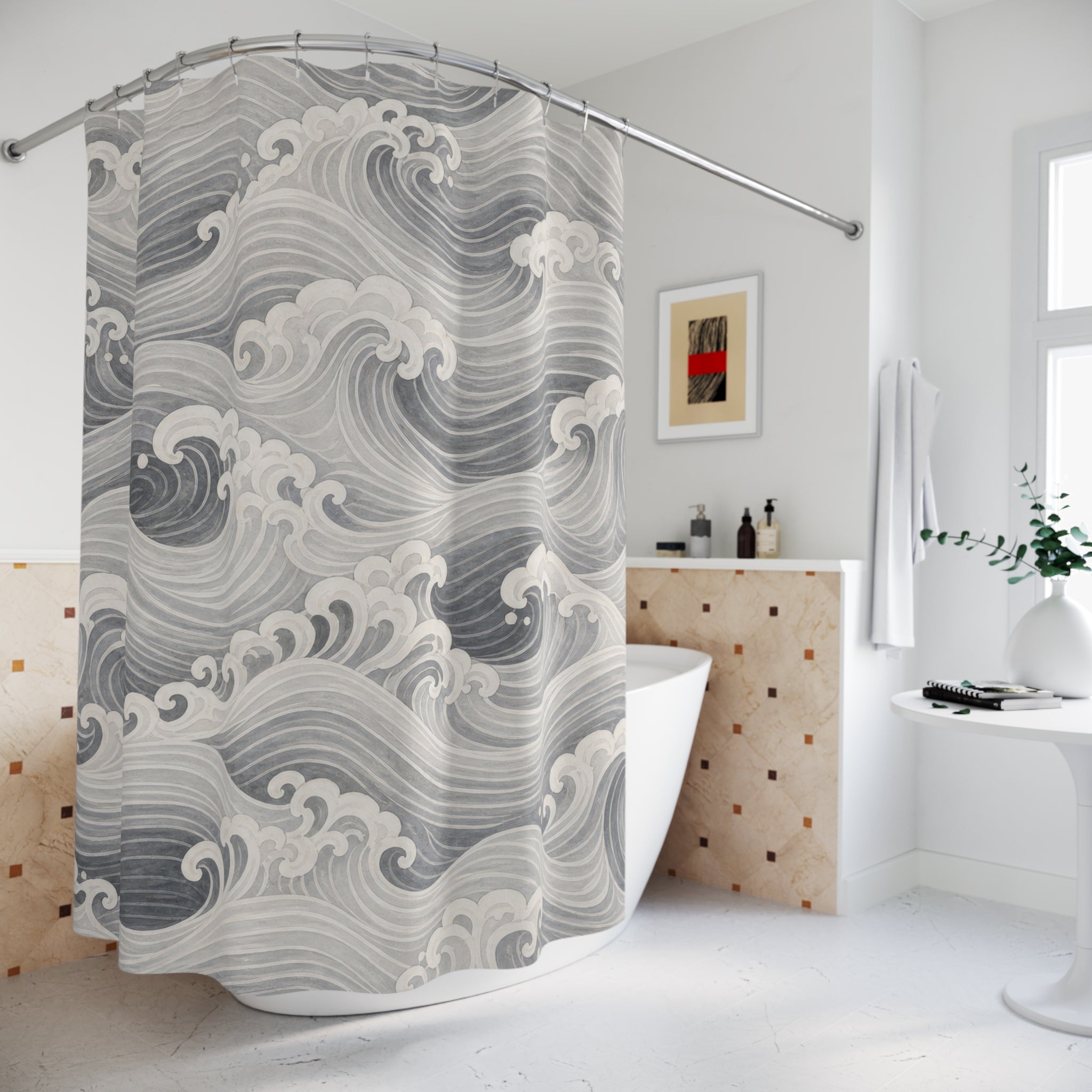 Grey Ocean Water Shower Curtain