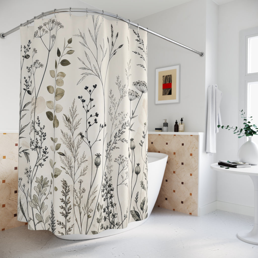 Minimal Wild Stem Shower Curtain