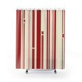 Red and White Bauhaus Stripe Shower Curtain: Modern Geometric