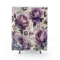 Dark Plum Flower purple floral shower curtain with full front view