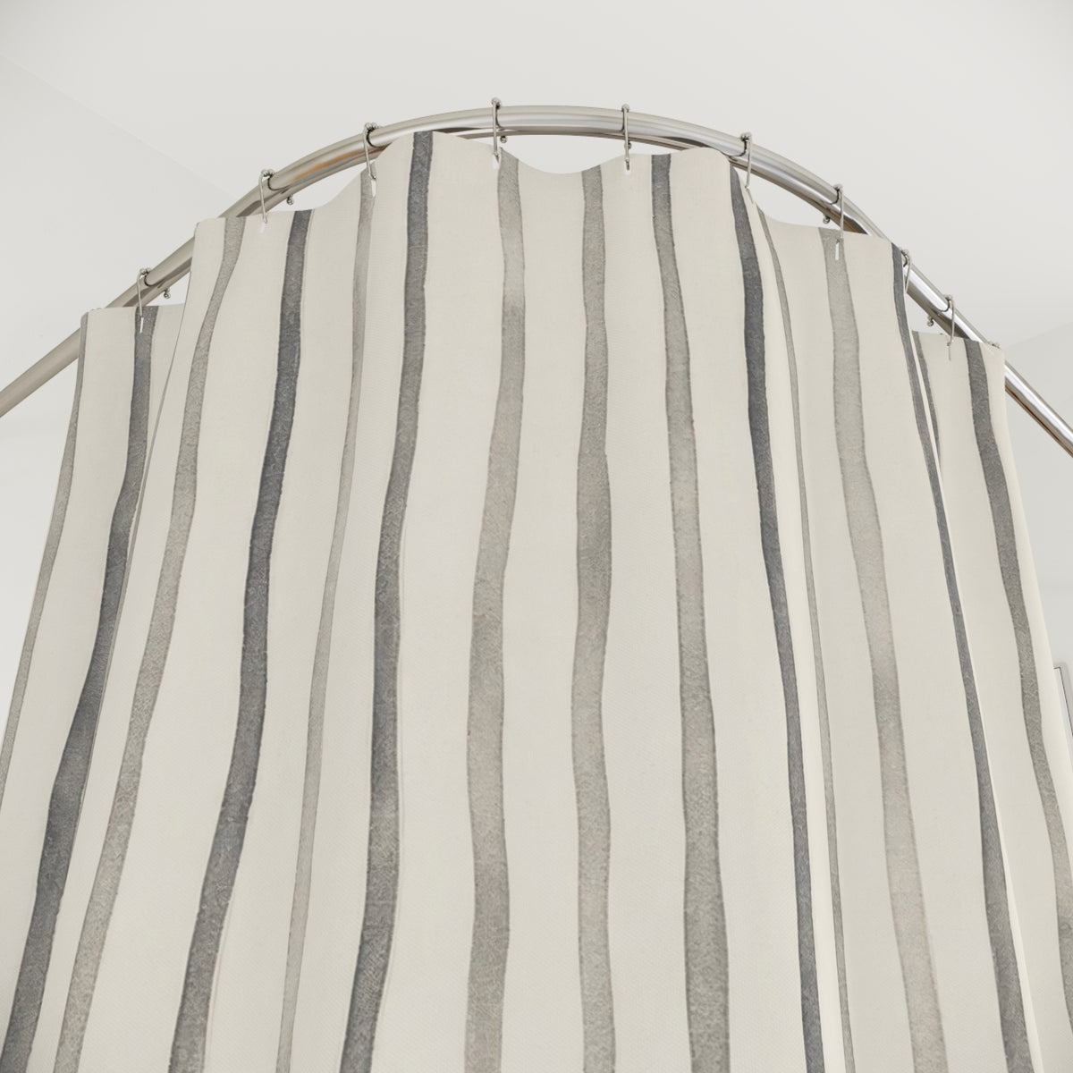 Wavy Grey Pinstripe Shower Curtain