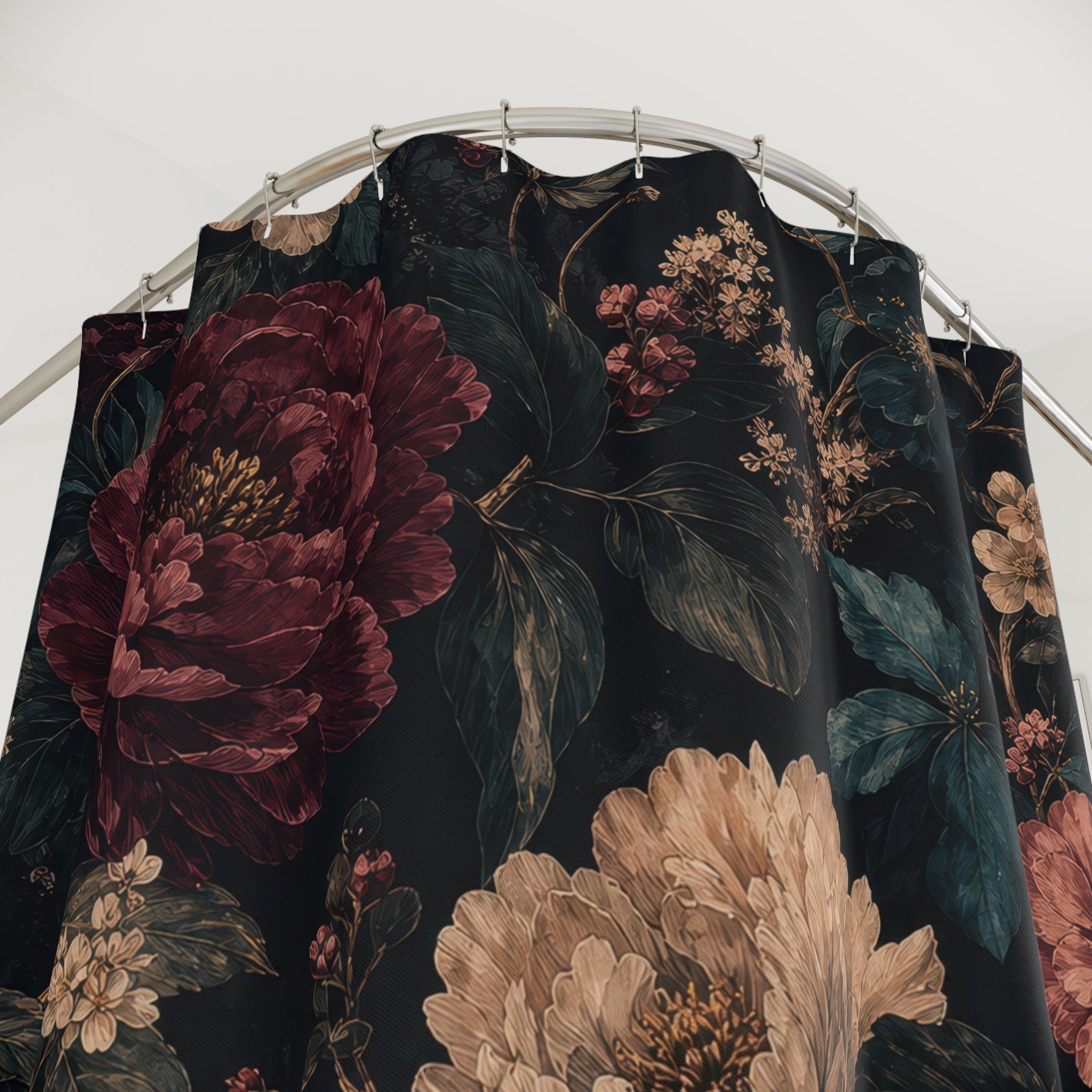 Dark Floral Shower Curtain