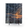 Western mesa snowfall shower curtain with full front view