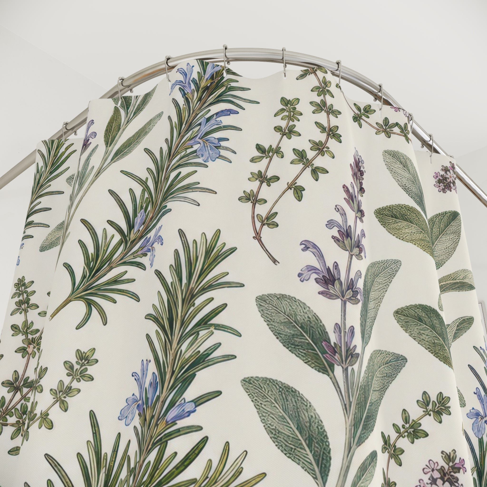 Rosemary Sage Lavender Thyme Plant Print Shower Curtain