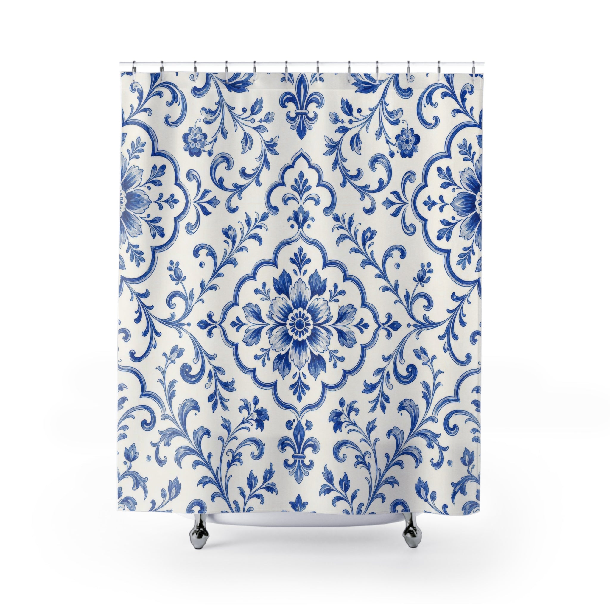 Blue White French Country Ornamental Shower Curtain