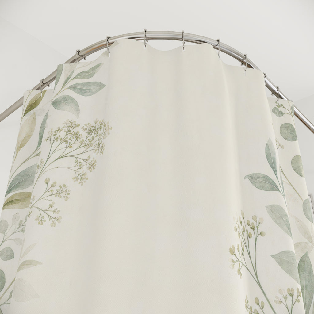 Mint Leaf Spray Shower Curtain