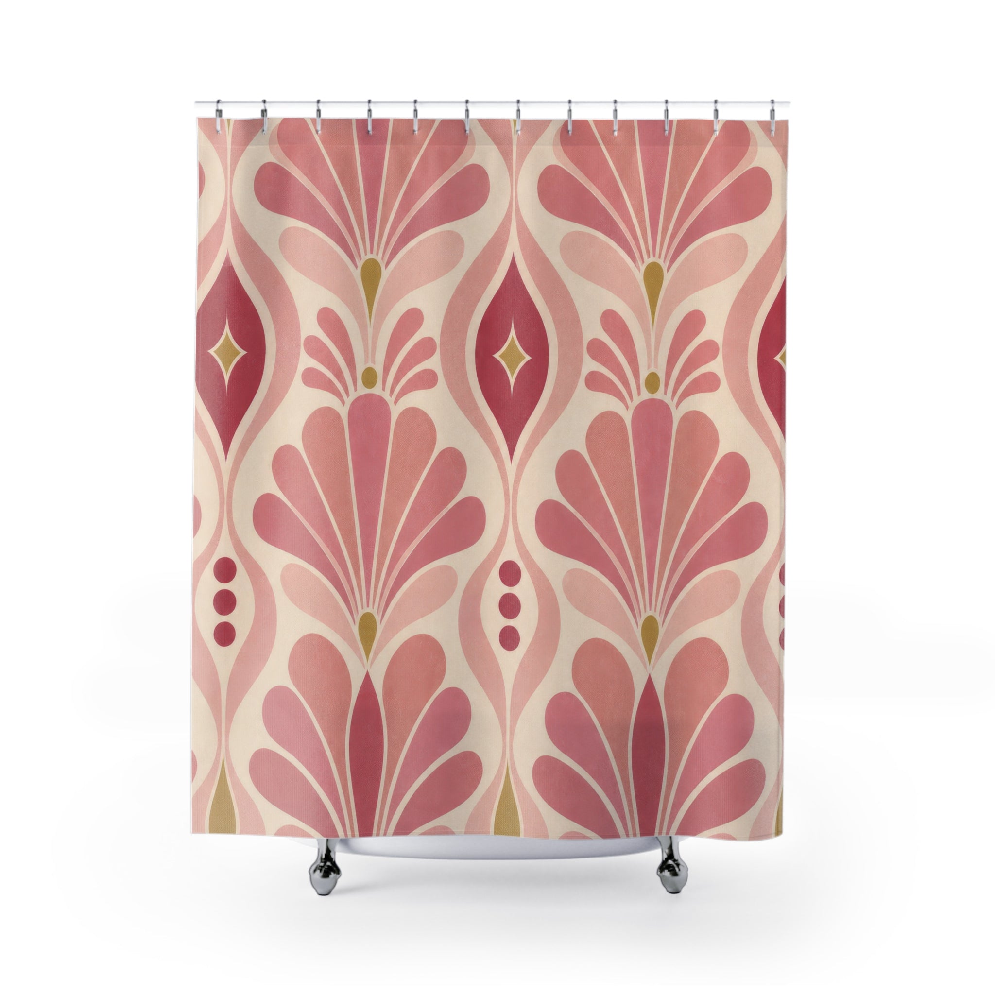 Pink Deco Fan Flower Retro Shower Curtain