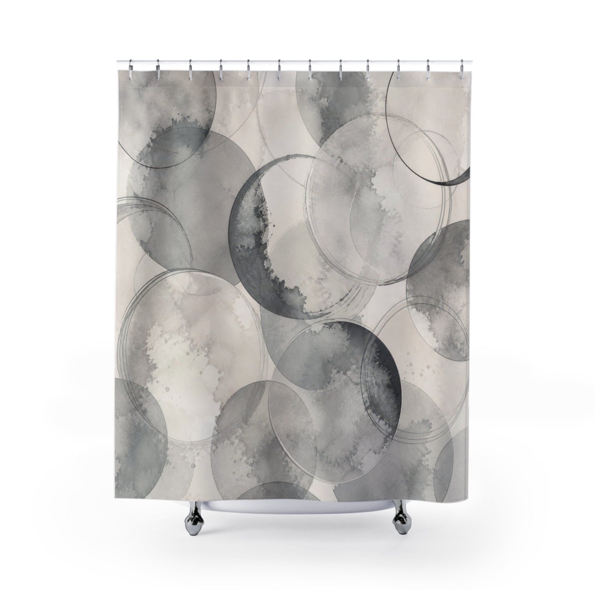 Gray Watercolor Circle Shower Curtain