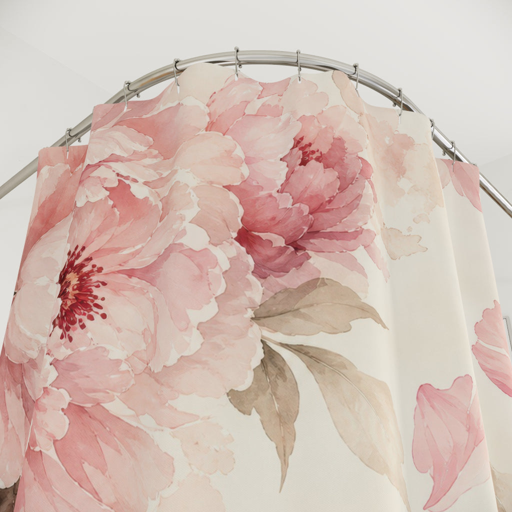 Blush Peony Watercolor Shower Curtain