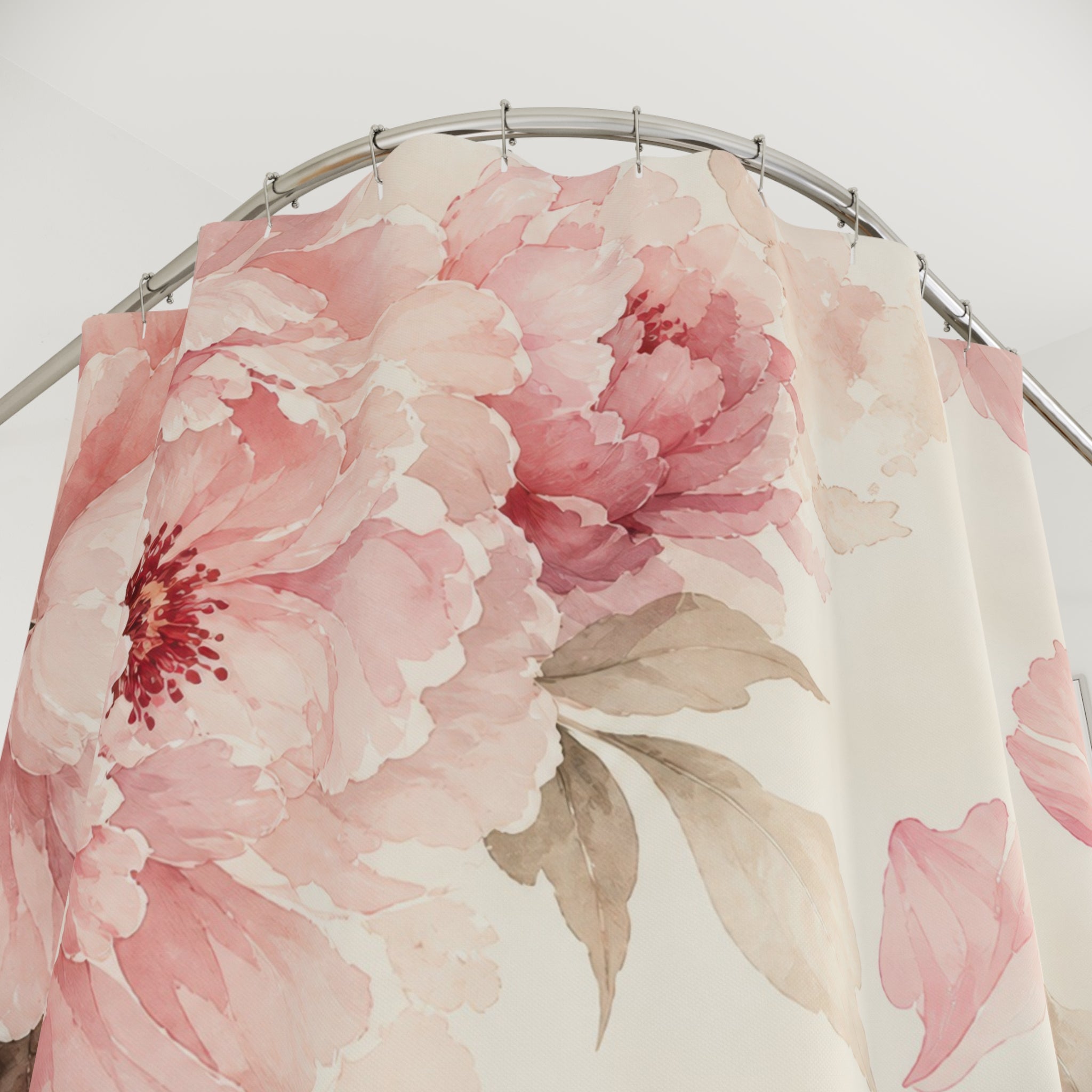 Blush Peony Watercolor Shower Curtain
