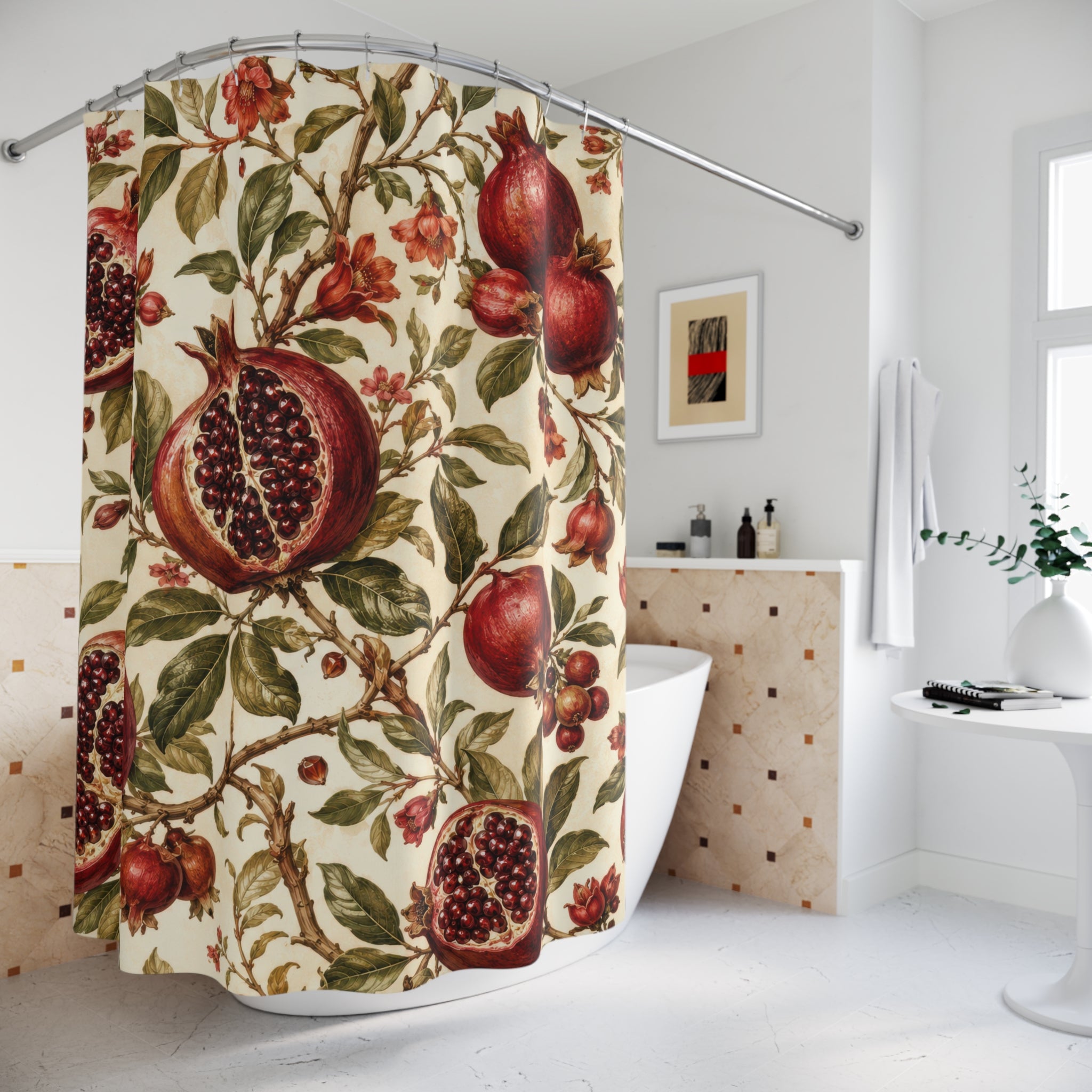 Pomegranate Botanical Shower Curtain