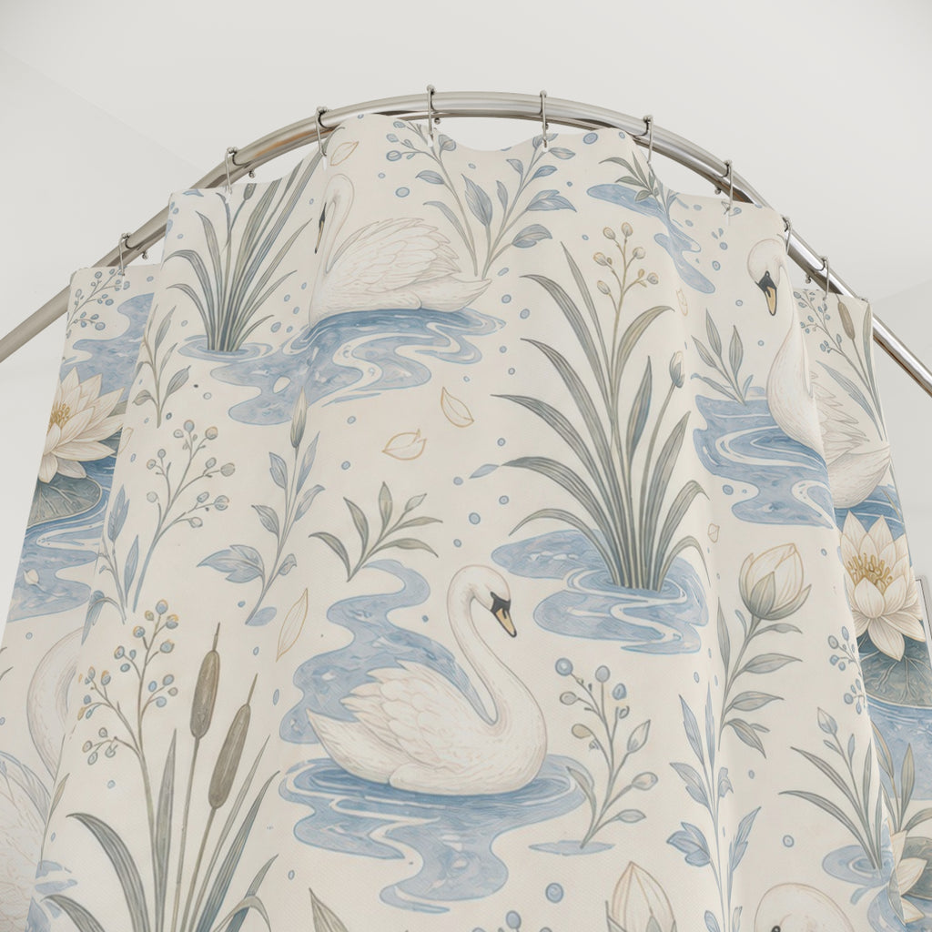 Swan Lake Botanical Shower Curtain