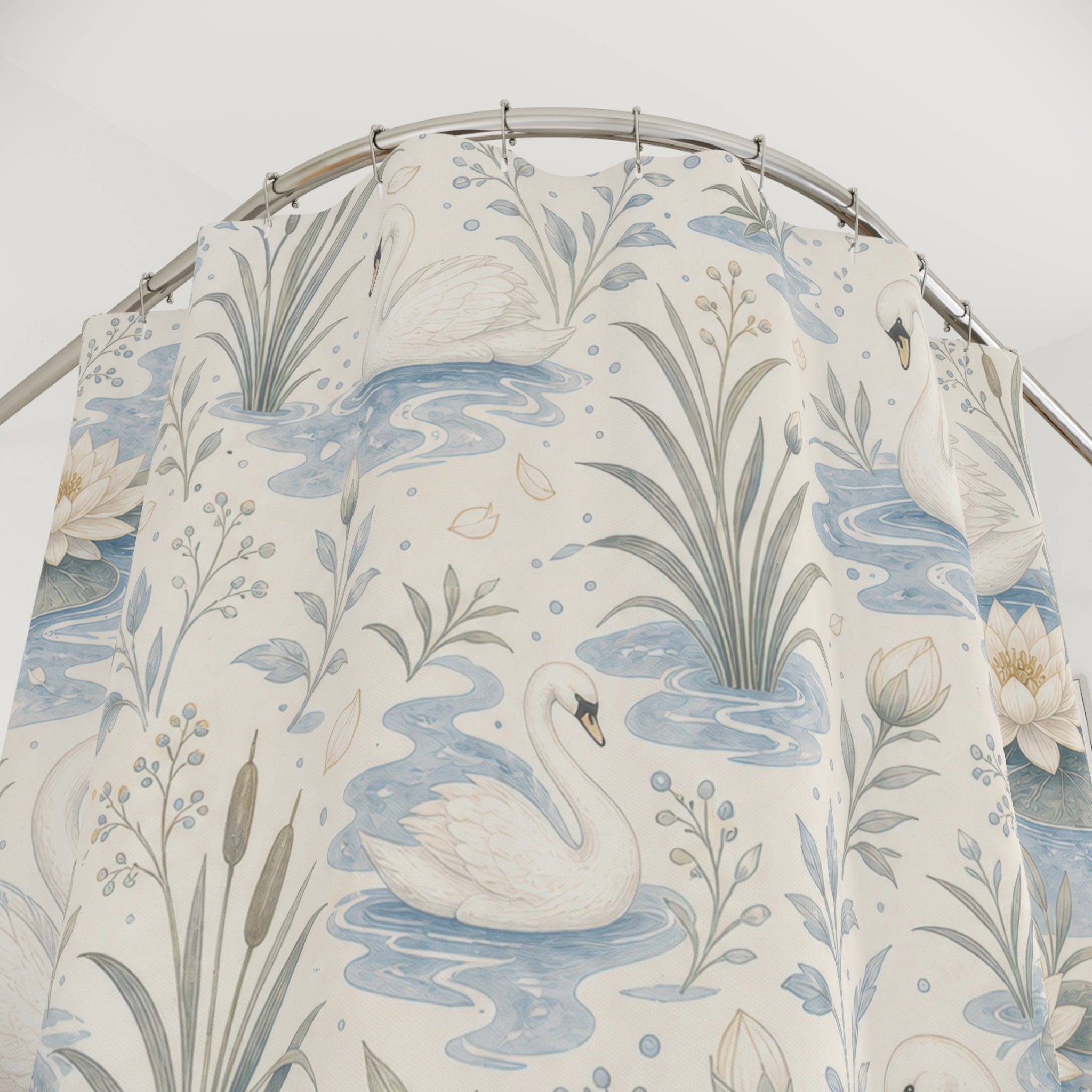 Swan Lake Botanical Shower Curtain