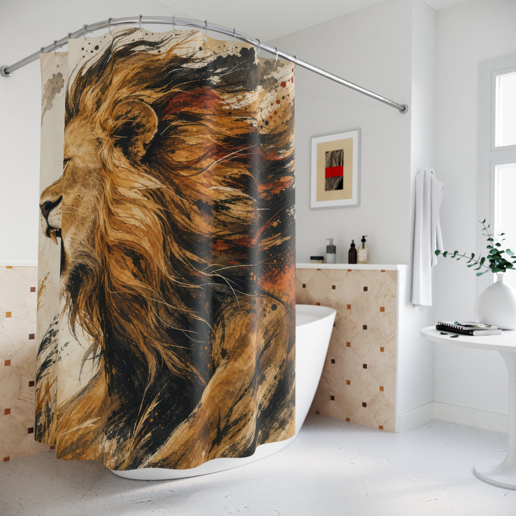 Roaring Animal Portrait Shower Curtain