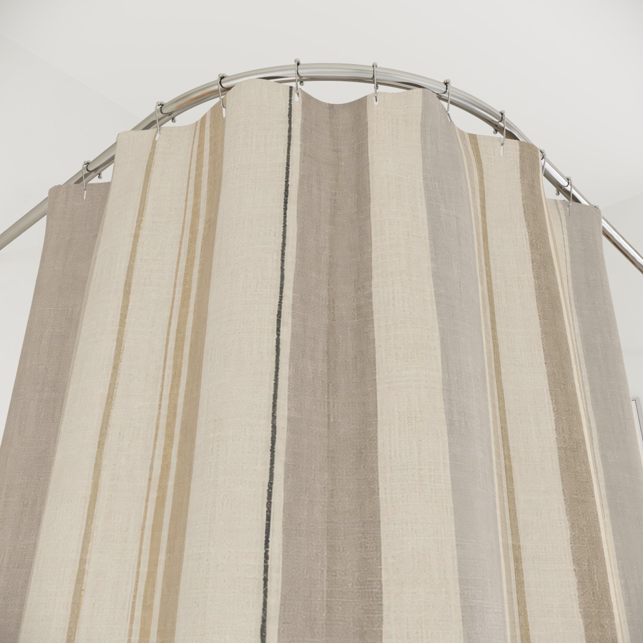 Ivory Gray Minimal Watercolor Stripe Shower Curtain