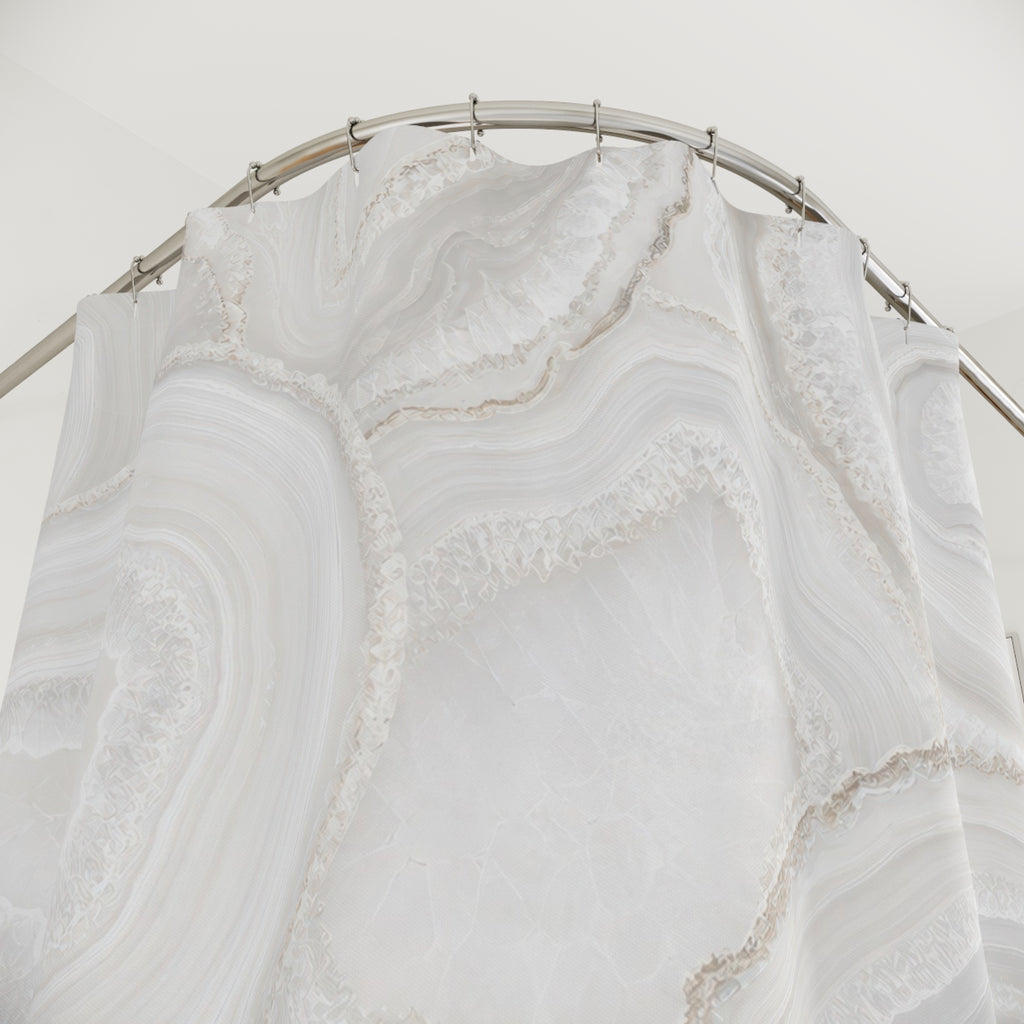 White Agate Slice Shower Curtain