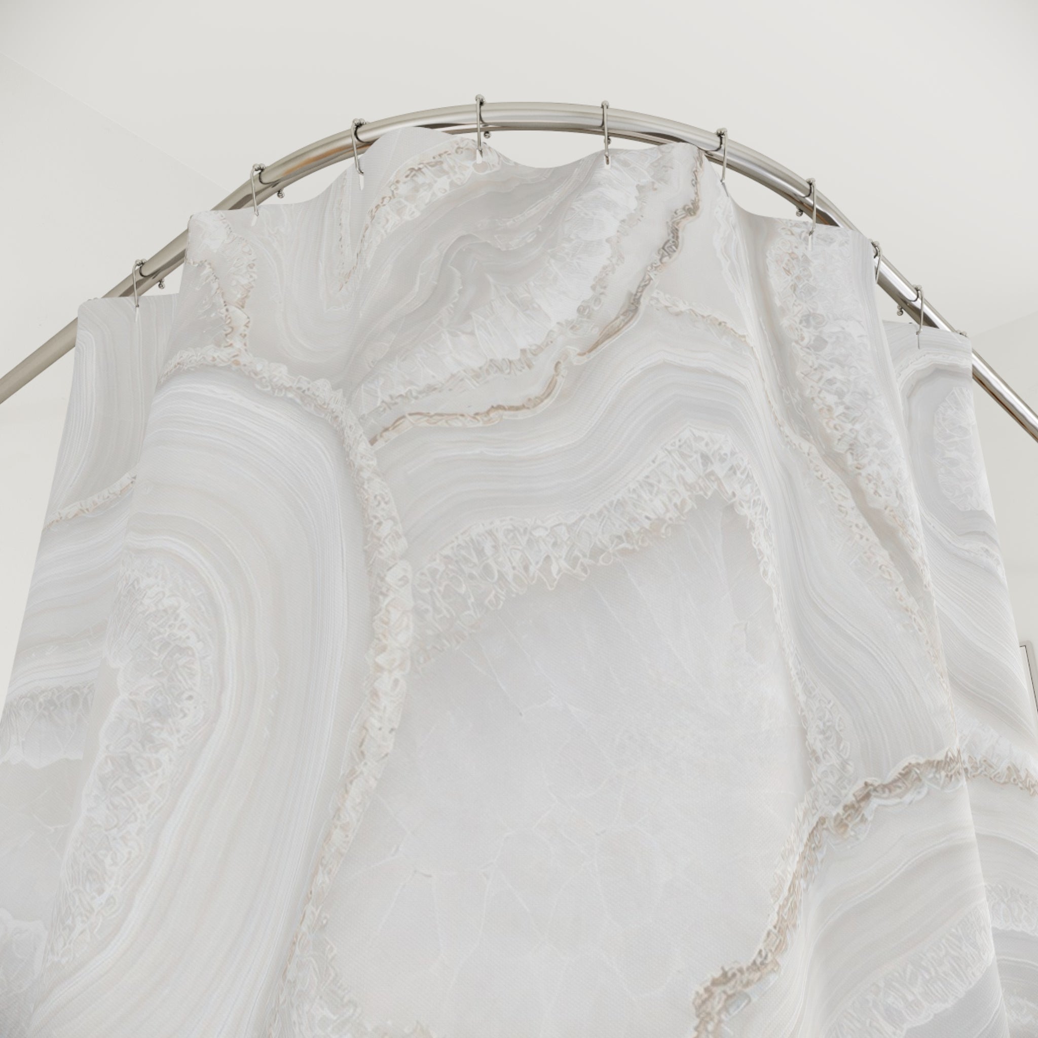 White Agate Slice Shower Curtain