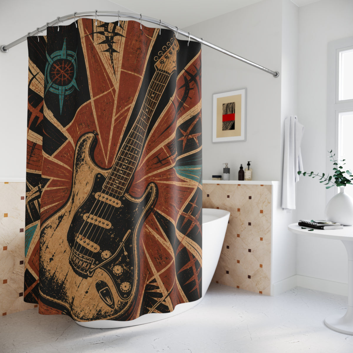 Alternative Folk Punk Guitar Shower Curtain
