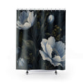 Dark Navy Flower Blue Floral Shower Curtain
