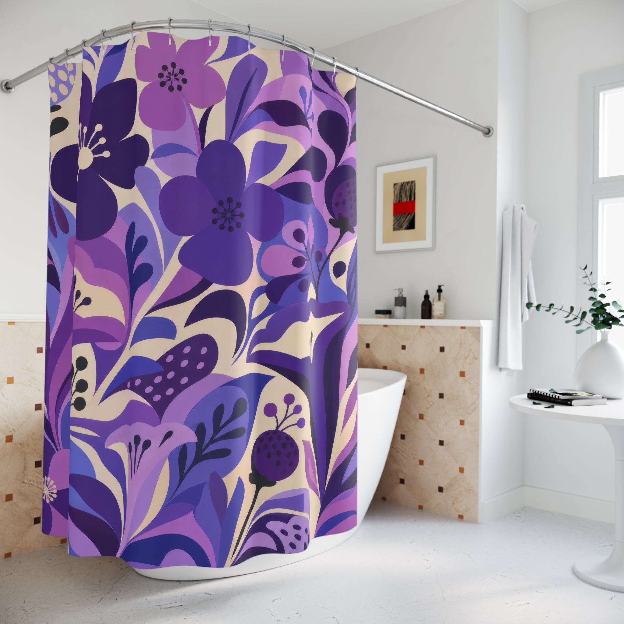 Purple Cut Paper Garden Shower Curtain