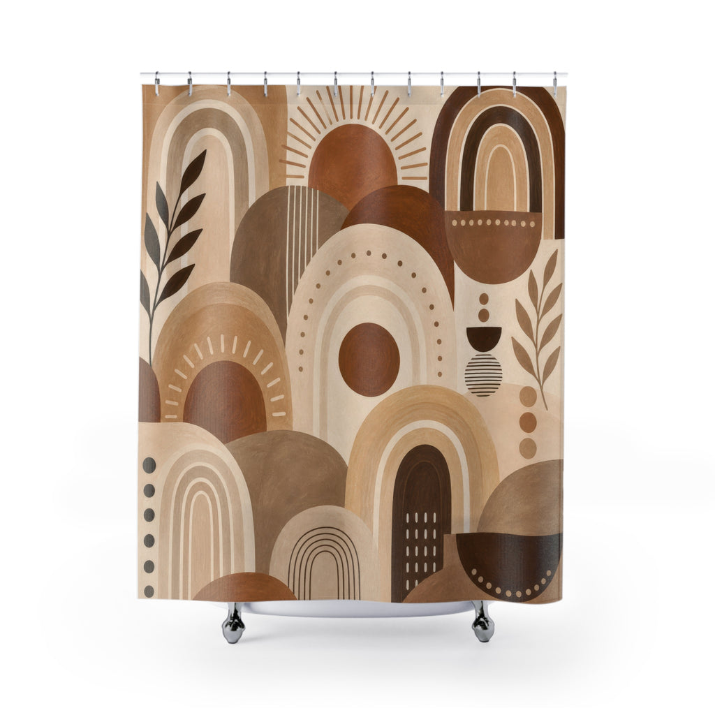 Brown Beige Sun Arch Shower Curtain