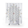 White Floral Medallion Shower Curtain