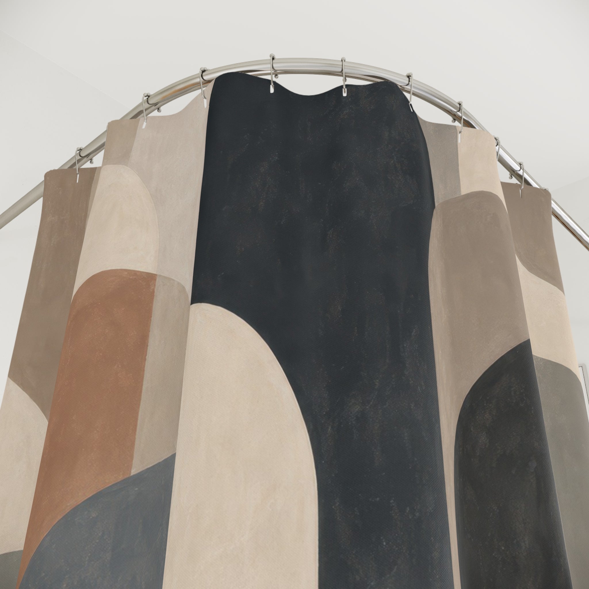 Black Beige Modern Arch Shower Curtain