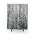Green Gray Botanical Shower Curtain