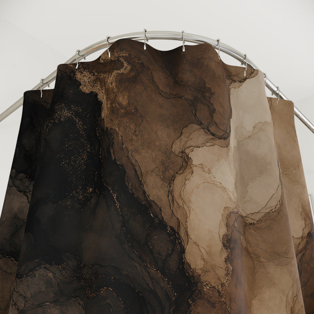 Black Brown Smoky Stone Shower Curtain